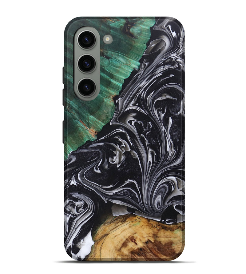 Galaxy S23 Plus Wood+Resin Live Edge Phone Case - Vivian (Black & White, 697935)