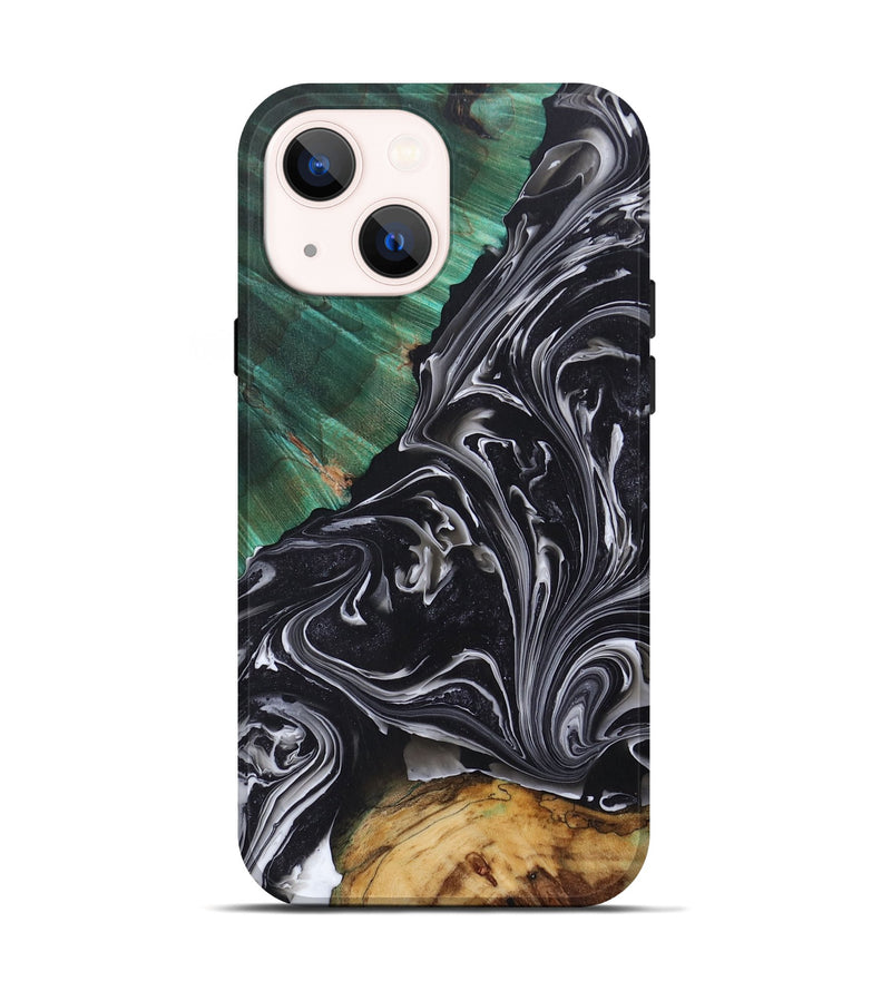 iPhone 14 Wood+Resin Live Edge Phone Case - Vivian (Black & White, 697935)