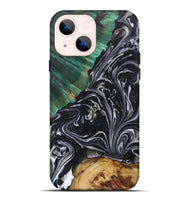 iPhone 14 Plus Wood+Resin Live Edge Phone Case - Vivian (Black & White, 697935)