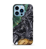 iPhone 14 Pro Wood+Resin Live Edge Phone Case - Vivian (Black & White, 697935)