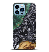 iPhone 14 Pro Max Wood+Resin Live Edge Phone Case - Vivian (Black & White, 697935)
