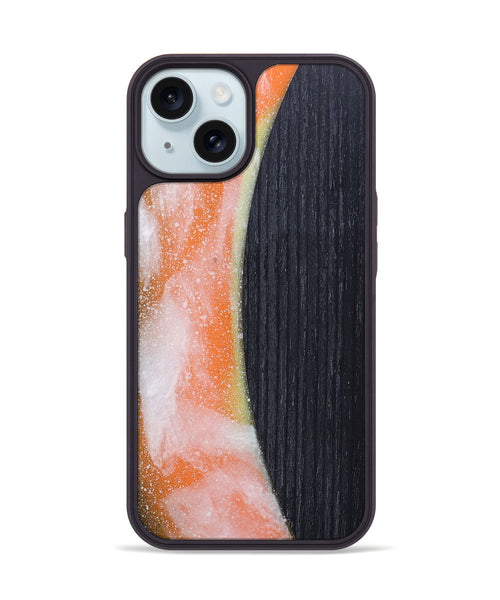 iPhone 15 Wood+Resin Phone Case - Marcella (Eclipse, 698100)