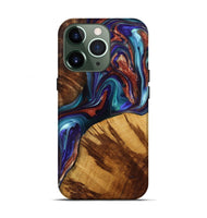 iPhone 13 Pro Wood+Resin Live Edge Phone Case - Malaysia (Teal & Gold, 698106)
