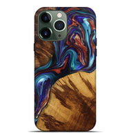 iPhone 13 Pro Max Wood+Resin Live Edge Phone Case - Malaysia (Teal & Gold, 698106)