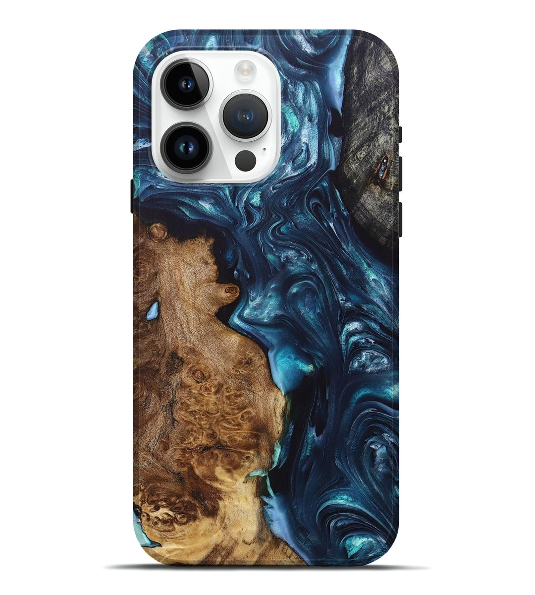 iPhone 15 Pro Max Wood+Resin Live Edge Phone Case - Jasper (Green, 698108)