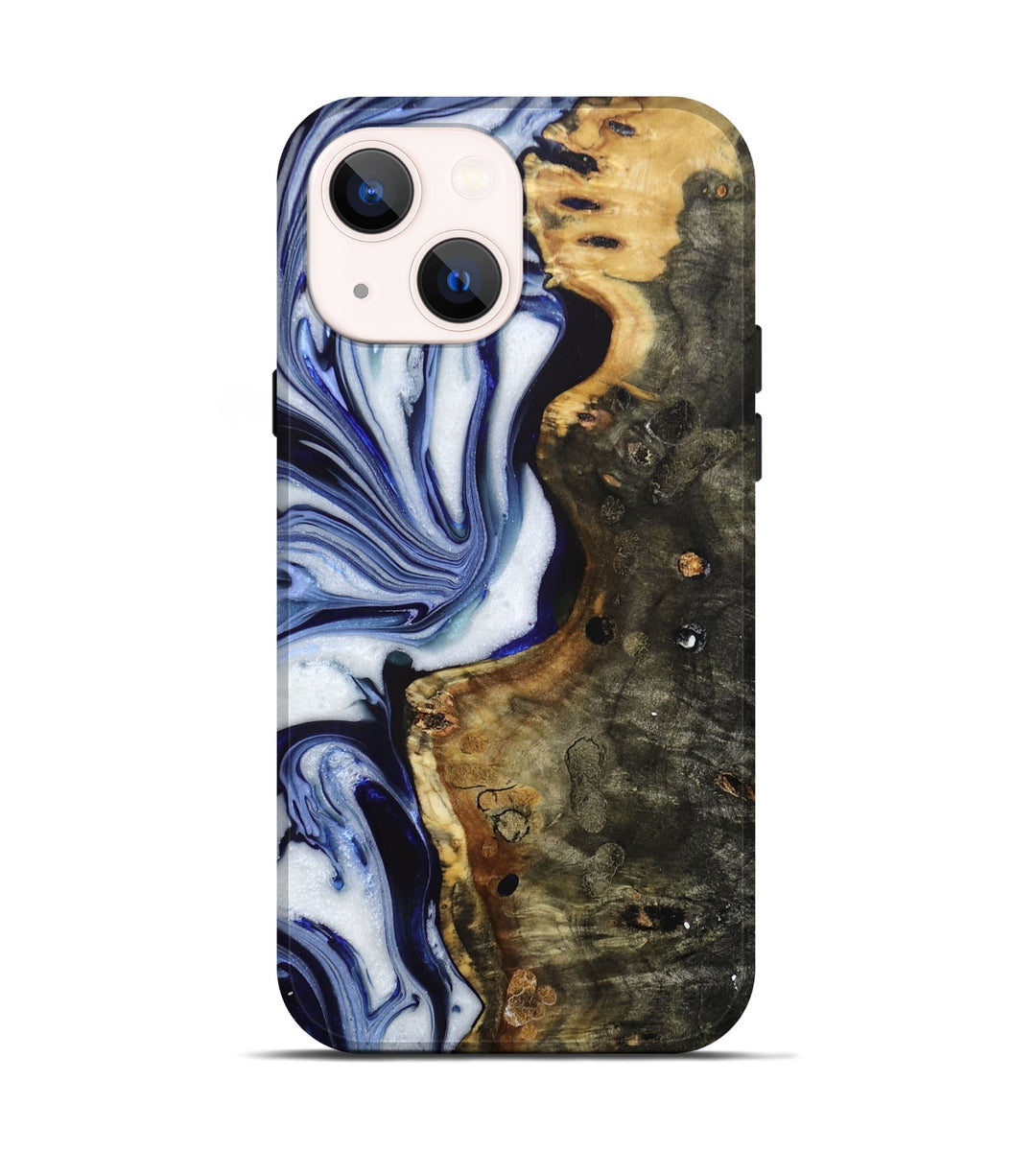 iPhone 14 Wood+Resin Live Edge Phone Case - Vivian (Blue, 698109)