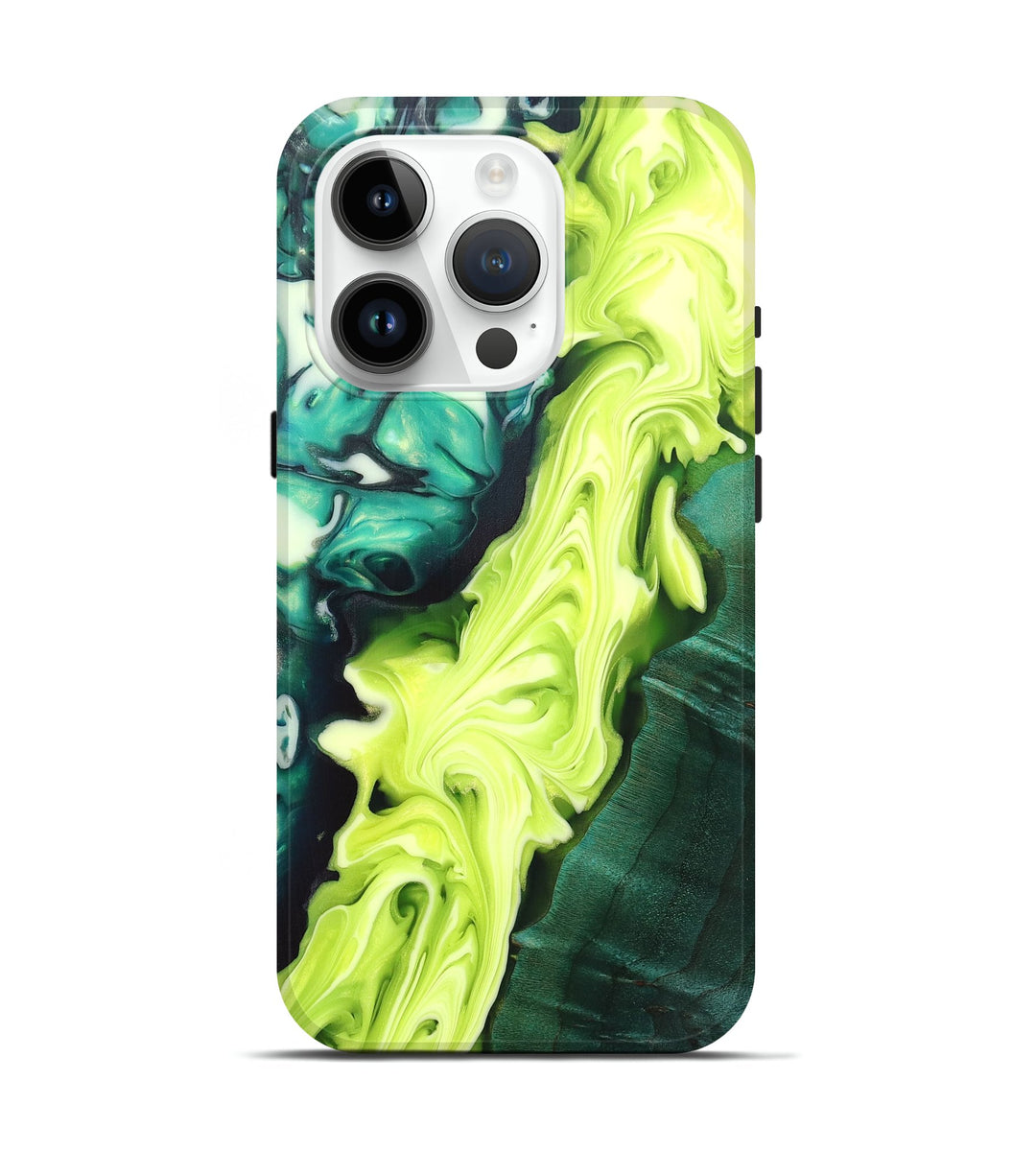 iPhone 15 Pro Wood+Resin Live Edge Phone Case - Isaiah (Green, 698111)