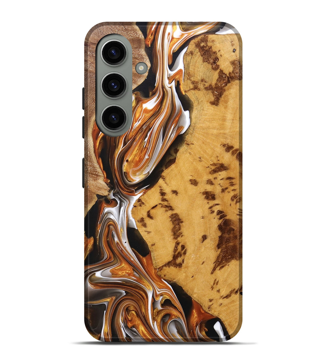 Galaxy S24 Plus Wood+Resin Live Edge Phone Case - Ebony (Black & White, 698224)