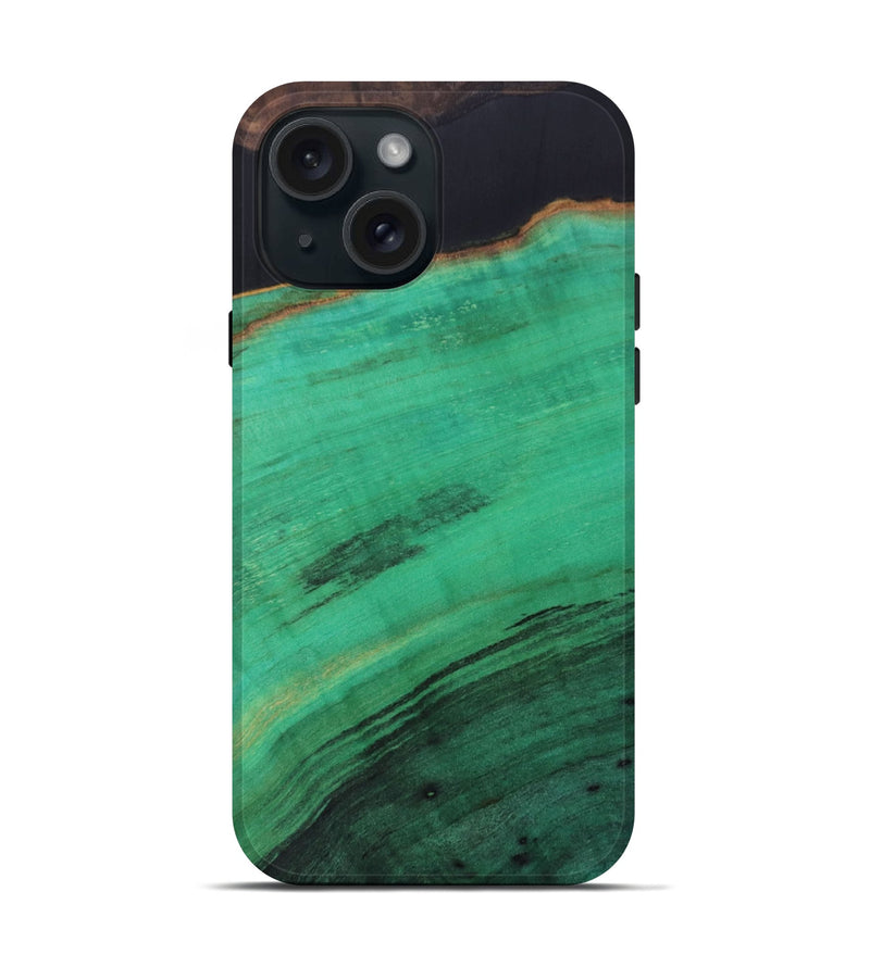 iPhone 15 Wood+Resin Live Edge Phone Case - Orion (Pure Black, 698229)