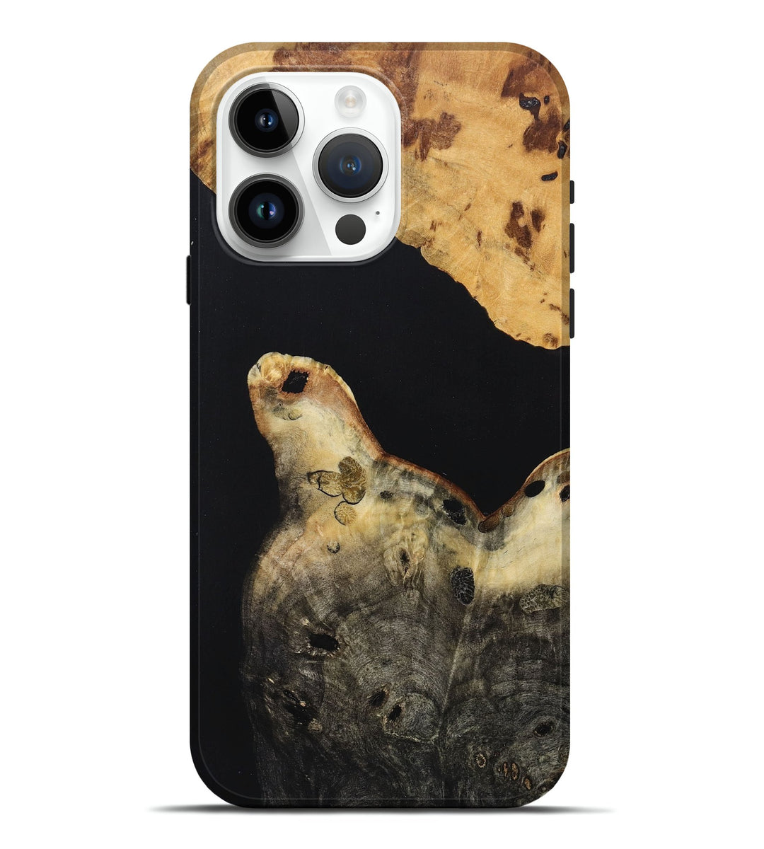 iPhone 15 Pro Max Wood+Resin Live Edge Phone Case - Darrell (Pure Black, 698231)
