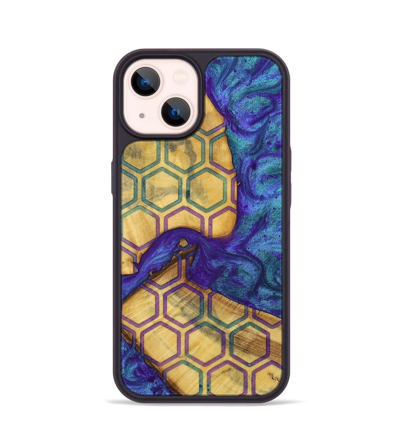iPhone 14 Wood+Resin Phone Case - Sara (Pattern, 698333)