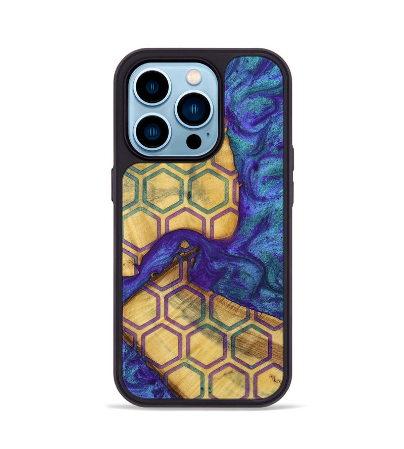 iPhone 14 Pro Wood+Resin Phone Case - Sara (Pattern, 698333)