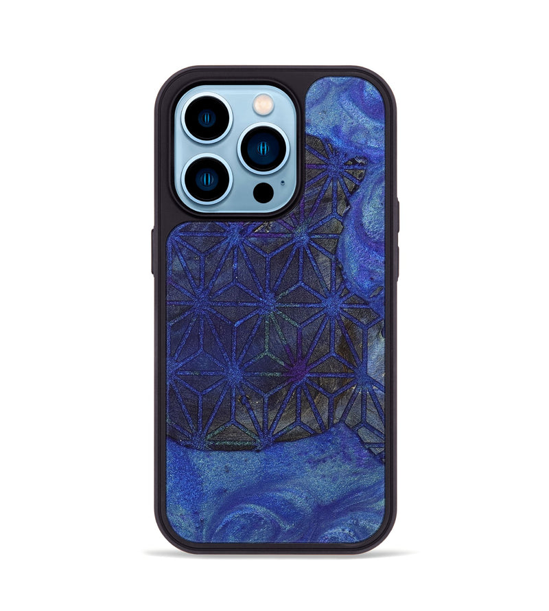 iPhone 14 Pro Wood+Resin Phone Case - Rose (Pattern, 698335)