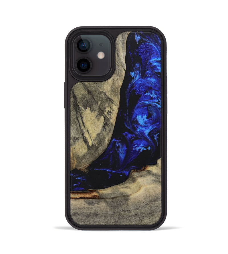 iPhone 12 Wood+Resin Phone Case - Carlos (Blue, 698373)