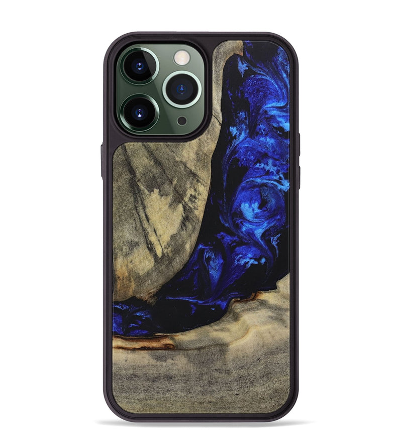 iPhone 13 Pro Max Wood+Resin Phone Case - Carlos (Blue, 698373)