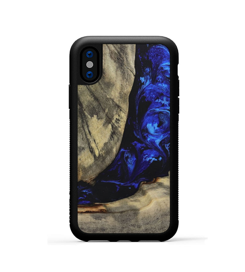 iPhone Xs Wood+Resin Phone Case - Carlos (Blue, 698373)