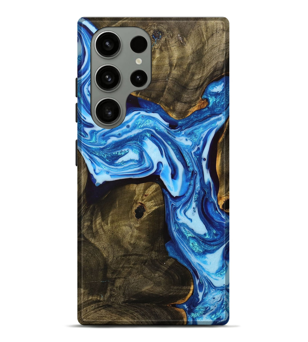 Galaxy S23 Ultra Wood+Resin Live Edge Phone Case - Jazmin (Blue, 698378)