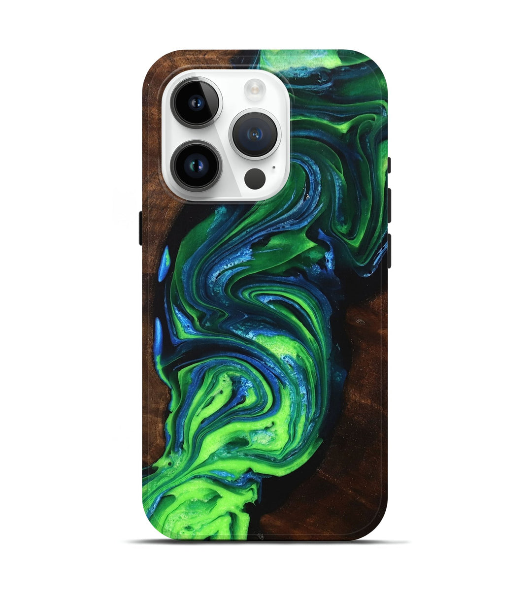 iPhone 15 Pro Wood+Resin Live Edge Phone Case - Shaun (Blue, 698379)