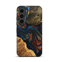 Galaxy S23 Wood+Resin Live Edge Phone Case - Rebekah (Teal & Gold, 698382)