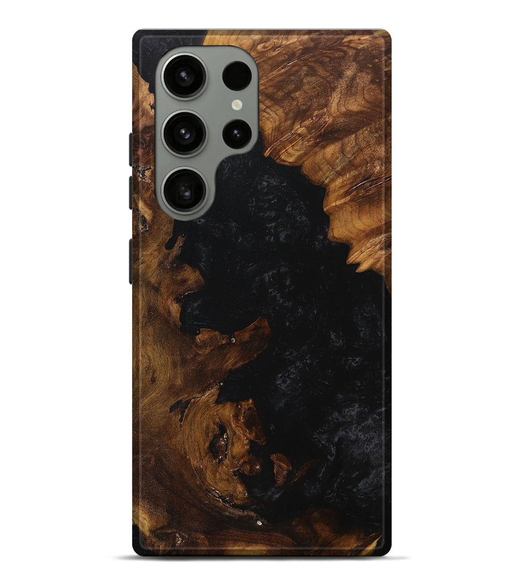 Galaxy S23 Ultra Wood+Resin Live Edge Phone Case - Agnes (Pure Black, 698383)