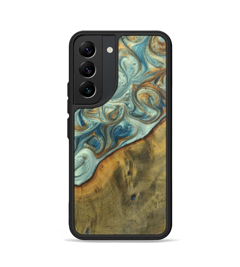 Galaxy S22 Wood+Resin Phone Case - Ezra (Teal & Gold, 698412)