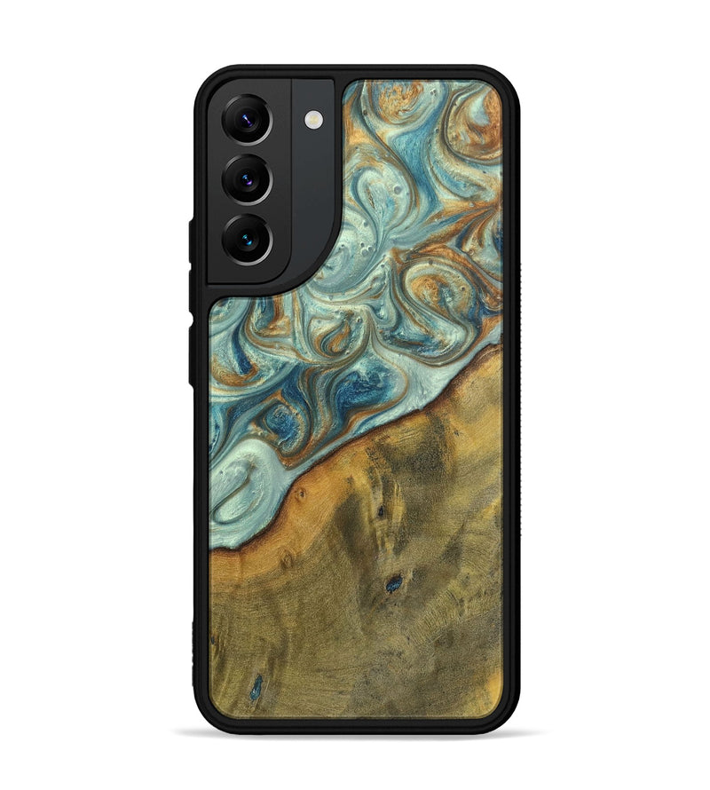 Galaxy S22 Plus Wood+Resin Phone Case - Ezra (Teal & Gold, 698412)