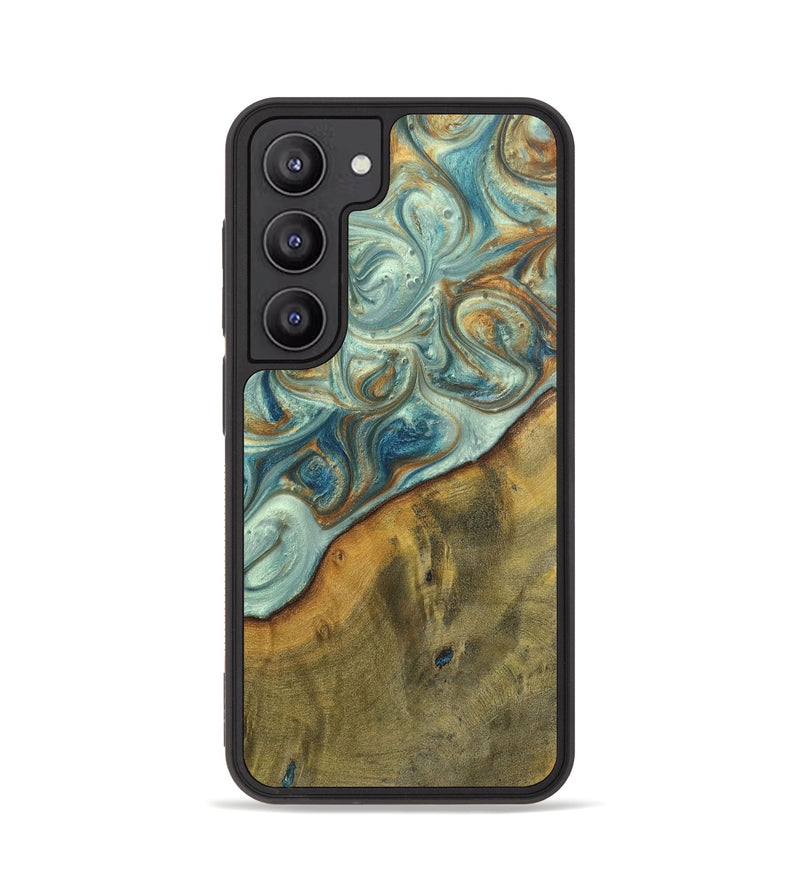 Galaxy S23 Wood+Resin Phone Case - Ezra (Teal & Gold, 698412)