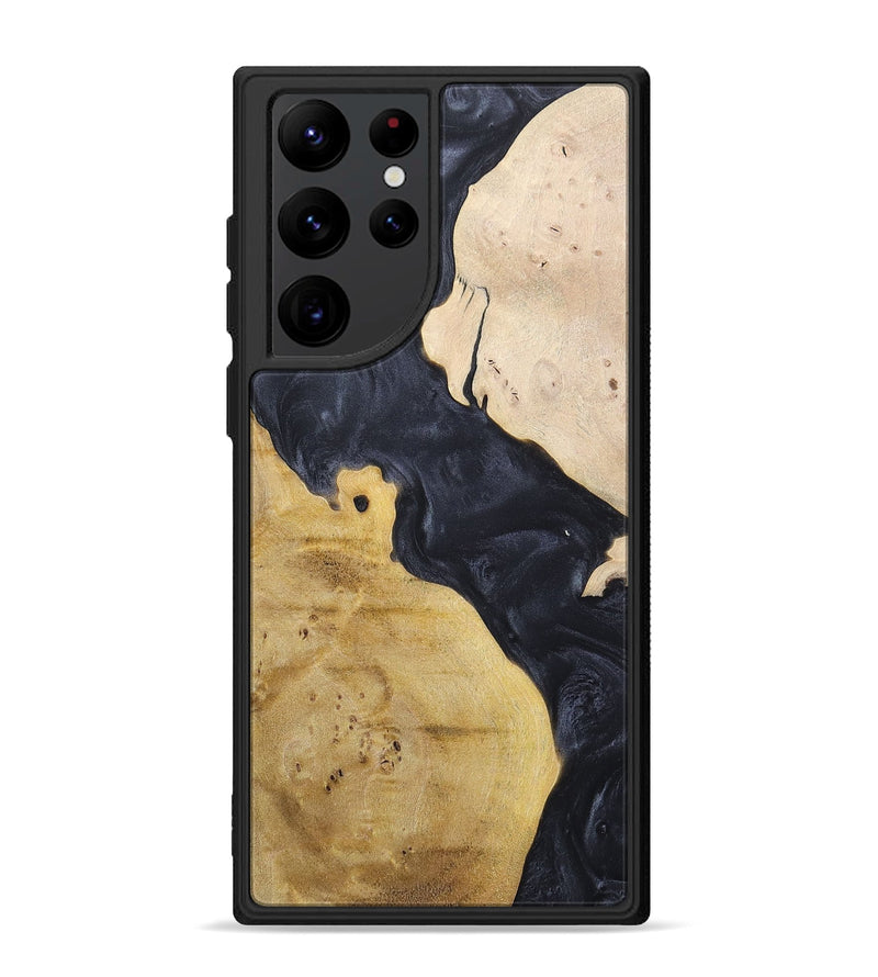 Galaxy S22 Ultra Wood+Resin Phone Case - Becky (Pure Black, 698441)