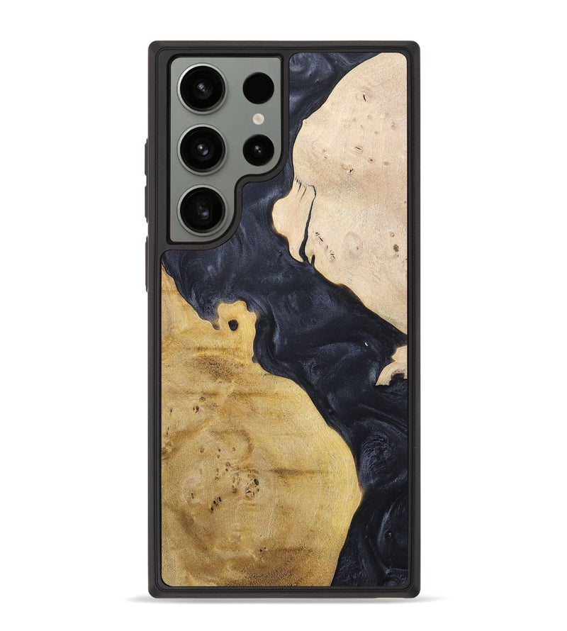 Galaxy S23 Ultra Wood+Resin Phone Case - Becky (Pure Black, 698441)