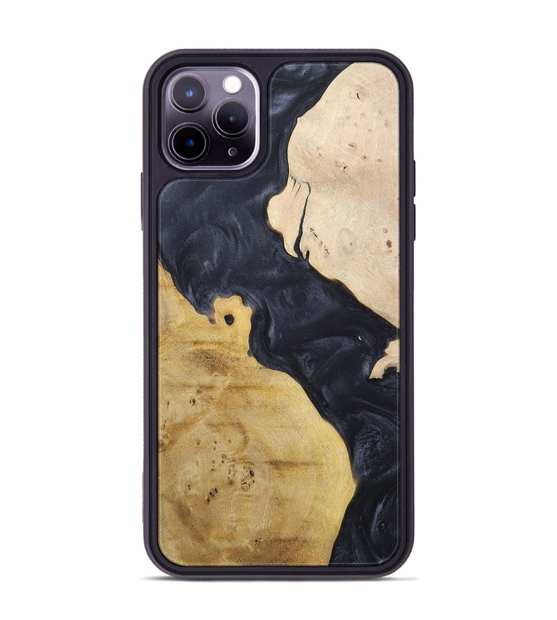 iPhone 11 Pro Max Wood+Resin Phone Case - Becky (Pure Black, 698441)