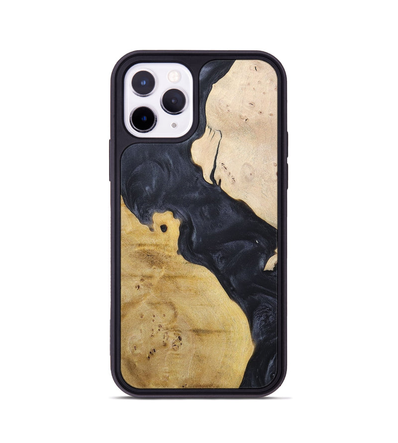 iPhone 11 Pro Wood+Resin Phone Case - Becky (Pure Black, 698441)