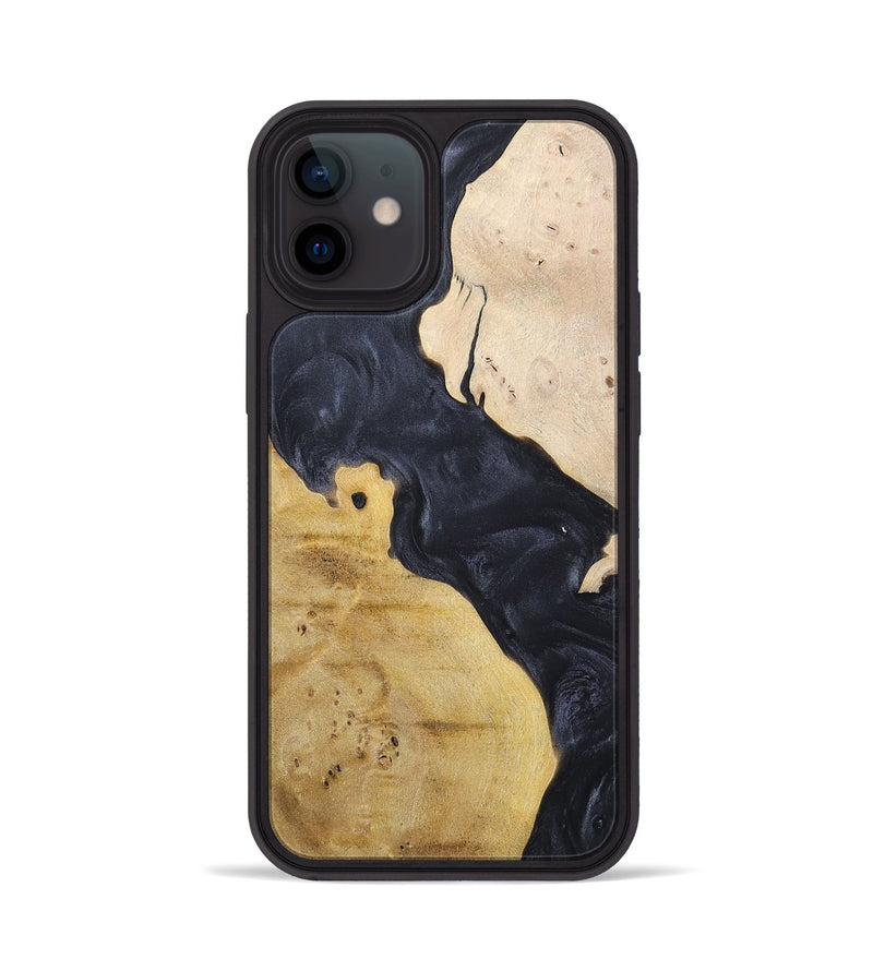 iPhone 12 Wood+Resin Phone Case - Becky (Pure Black, 698441)