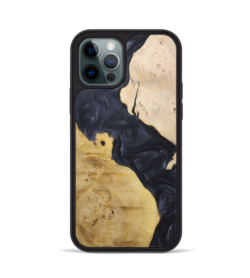 iPhone 12 Pro Wood+Resin Phone Case - Becky (Pure Black, 698441)