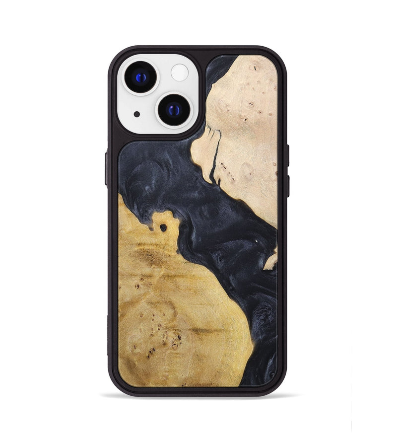 iPhone 13 Wood+Resin Phone Case - Becky (Pure Black, 698441)