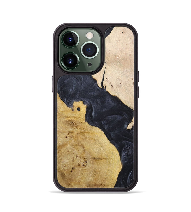 iPhone 13 Pro Wood+Resin Phone Case - Becky (Pure Black, 698441)