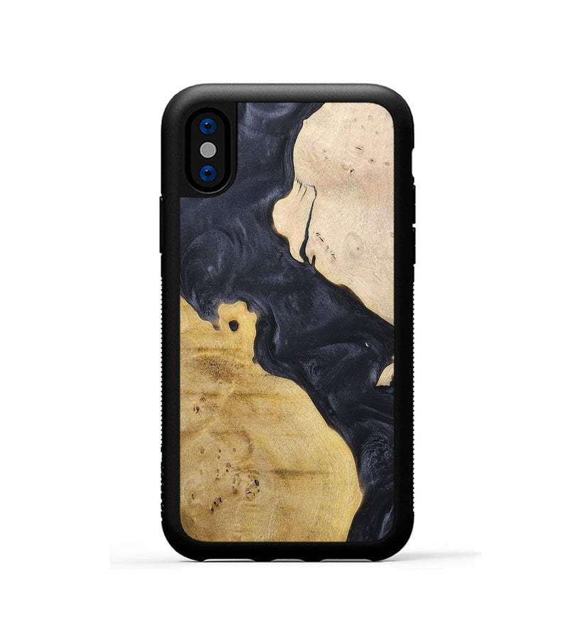 iPhone Xs Wood+Resin Phone Case - Becky (Pure Black, 698441)