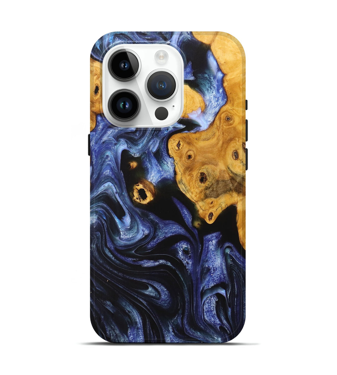 iPhone 15 Pro Wood+Resin Live Edge Phone Case - Palmer (Blue, 698513)