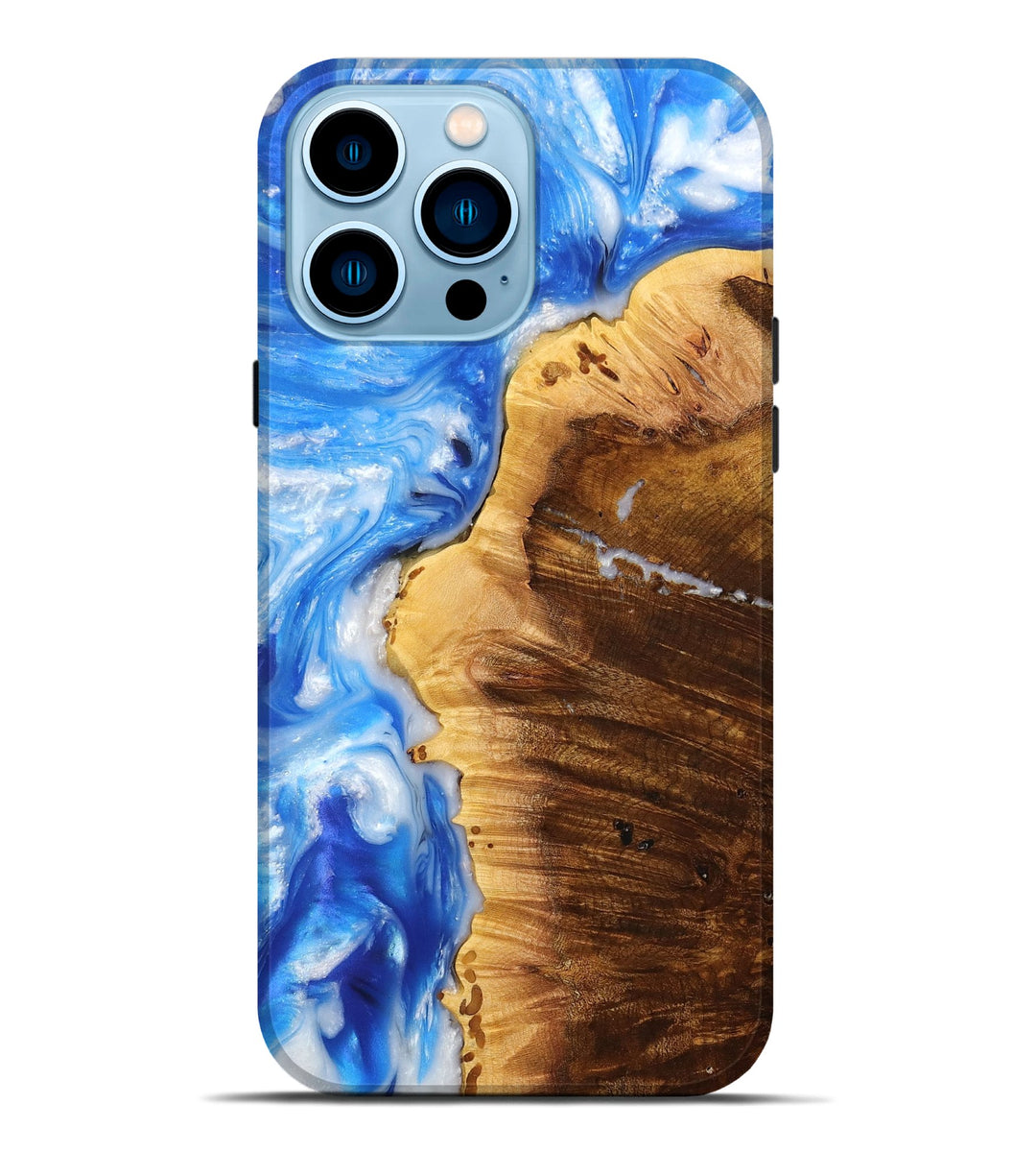 iPhone 14 Pro Max Wood+Resin Live Edge Phone Case - Lou (Blue, 698519)
