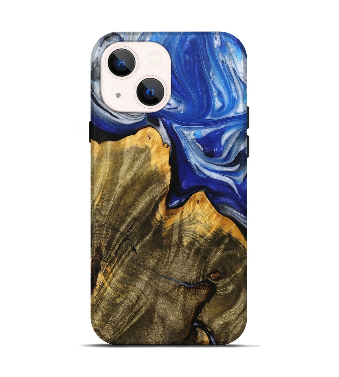 iPhone 14 Wood+Resin Live Edge Phone Case - Lance (Blue, 698520)