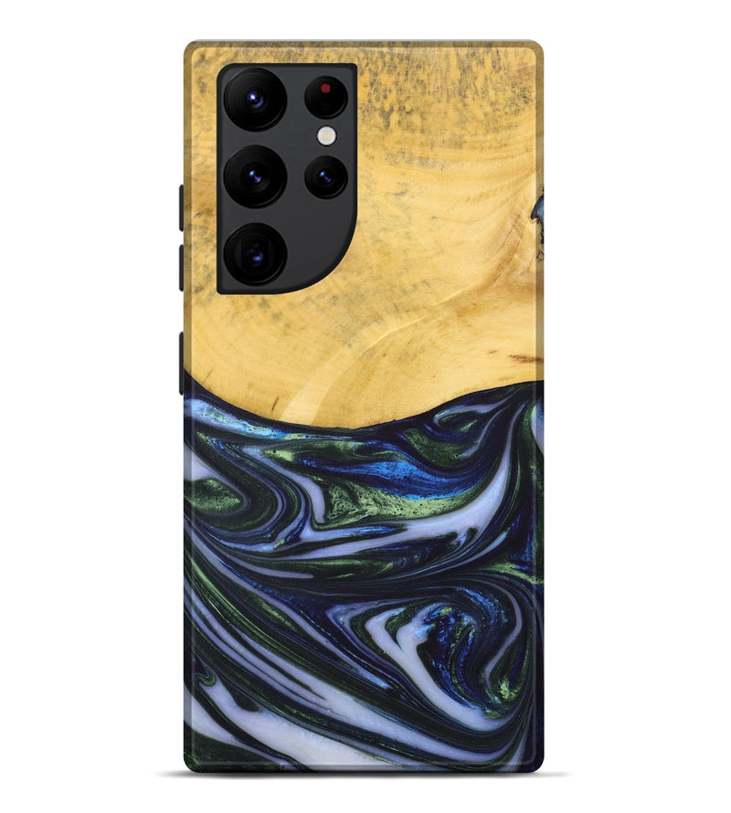Galaxy S22 Ultra Wood+Resin Live Edge Phone Case - Trevor (Blue, 698522)