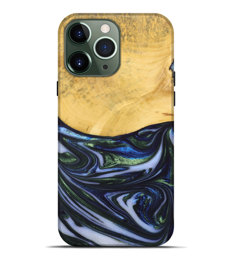 iPhone 13 Pro Max Wood+Resin Live Edge Phone Case - Trevor (Blue, 698522)