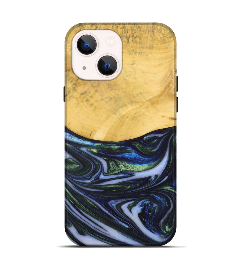 iPhone 14 Wood+Resin Live Edge Phone Case - Trevor (Blue, 698522)
