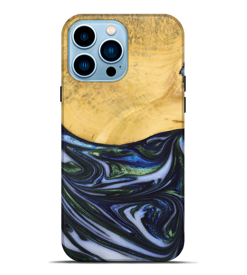 iPhone 14 Pro Max Wood+Resin Live Edge Phone Case - Trevor (Blue, 698522)