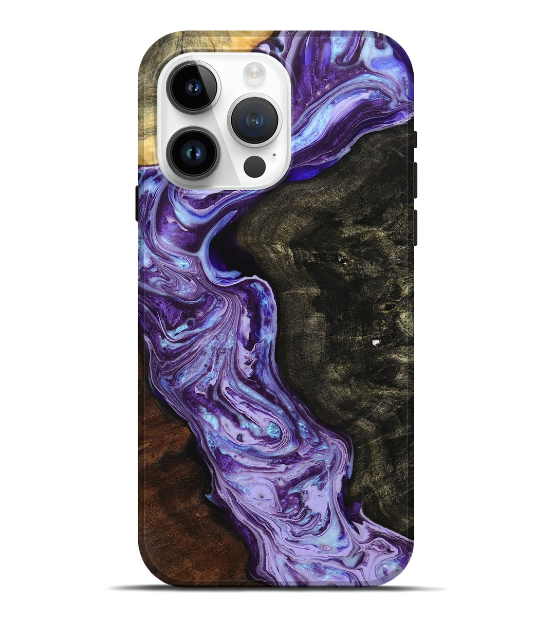 iPhone 15 Pro Max Wood+Resin Live Edge Phone Case - Myrna (Purple, 698616)