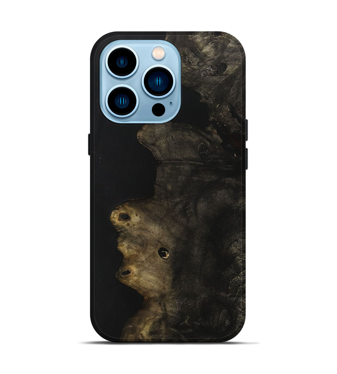 iPhone 14 Pro Wood+Resin Live Edge Phone Case - Cristina (Pure Black, 698617)