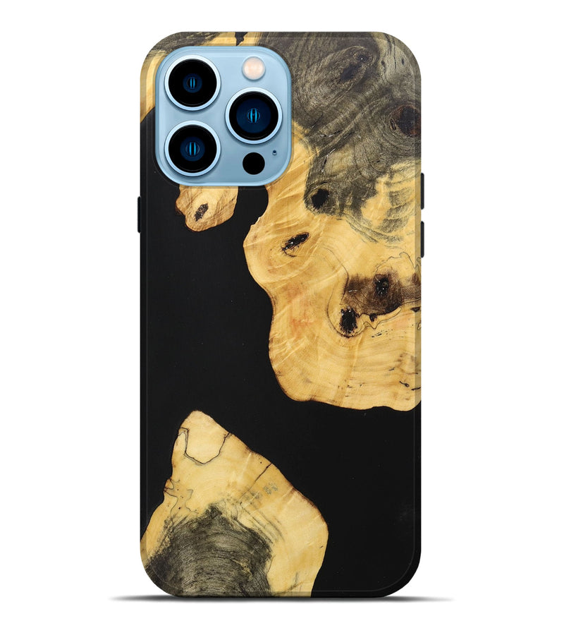 iPhone 14 Pro Max Wood+Resin Live Edge Phone Case - Norman (Pure Black, 698618)