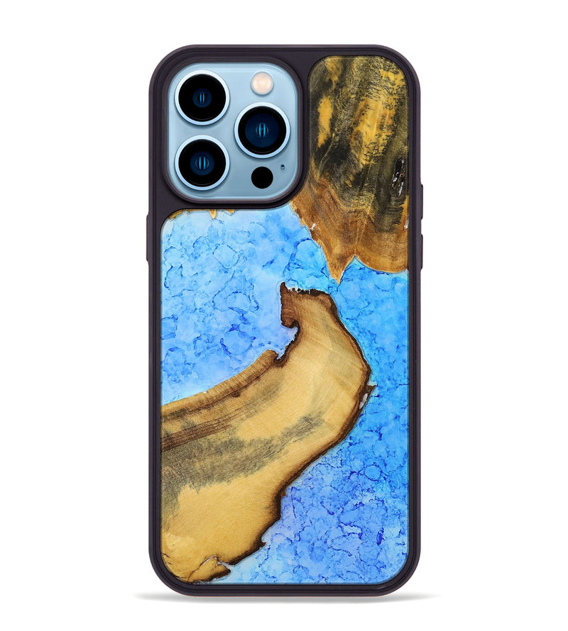 iPhone 14 Pro Max Wood+Resin Phone Case - Shelley (Watercolor, 698665)