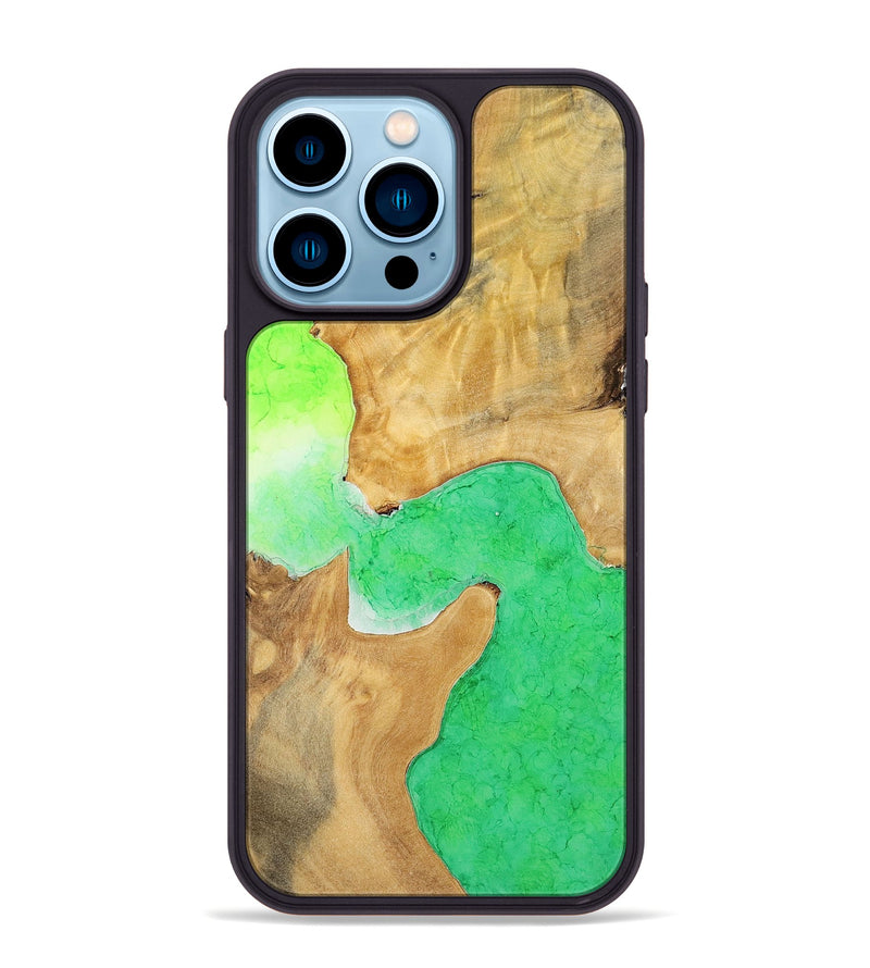 iPhone 14 Pro Max Wood+Resin Phone Case - Helen (Watercolor, 698667)
