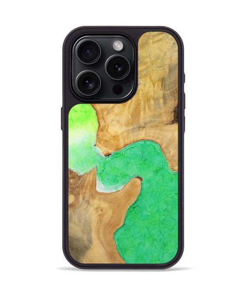 iPhone 15 Pro Wood+Resin Phone Case - Helen (Watercolor, 698667)