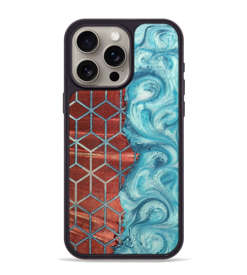 iPhone 15 Pro Max Wood+Resin Phone Case - Maliyah (Pattern, 698694)